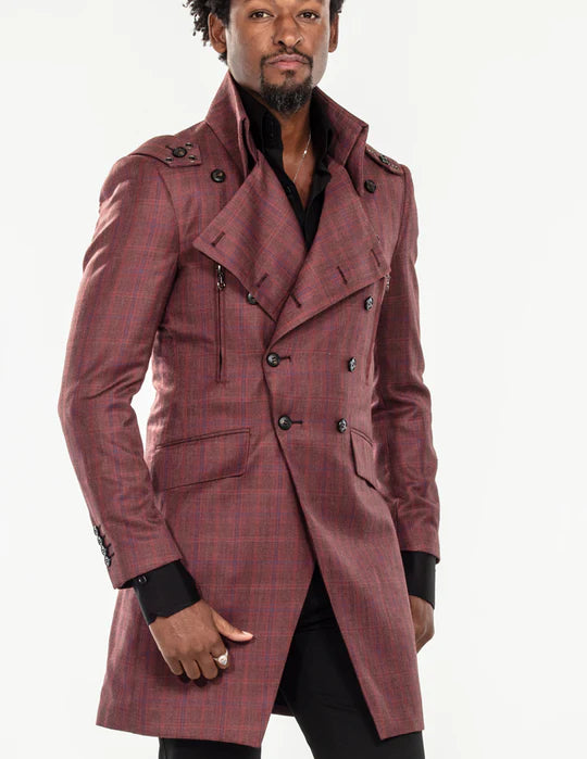 Men's High Collar Long Coat