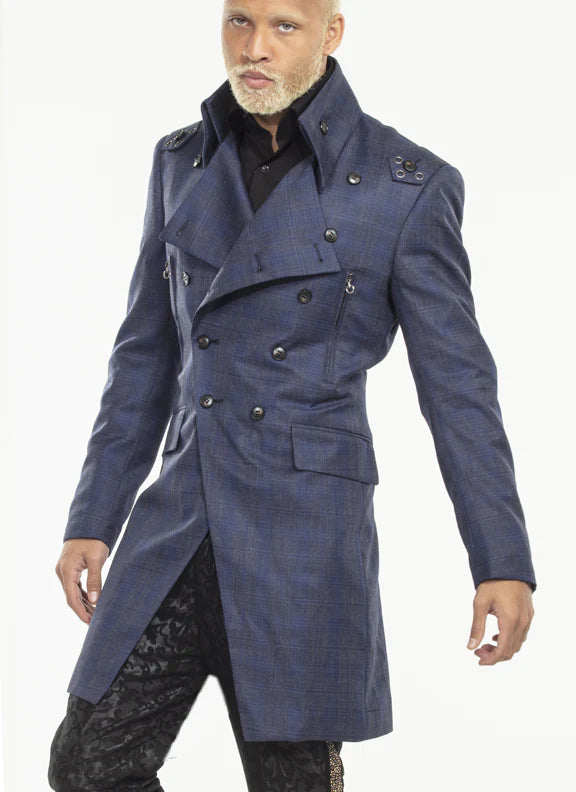 Men's High Collar Long Coat